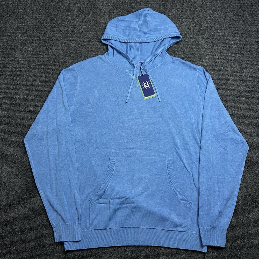 FootJoy Drirelease Pullover Hoodie Sweater Golf Mens L Riveria Blue 33308 NWT